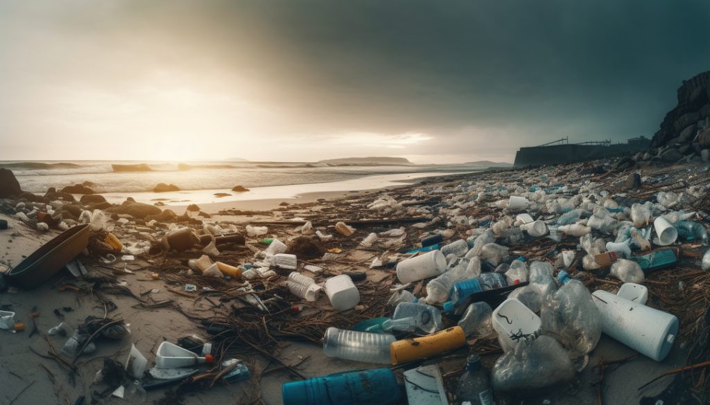 Atardecer costero sobre la contaminación y como afecta la salud. curso gratis de gestión de residuos 